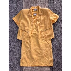 Monique Fashions Dress Set Women Size M Yellow Excellent Studded Jacket 2 Piece